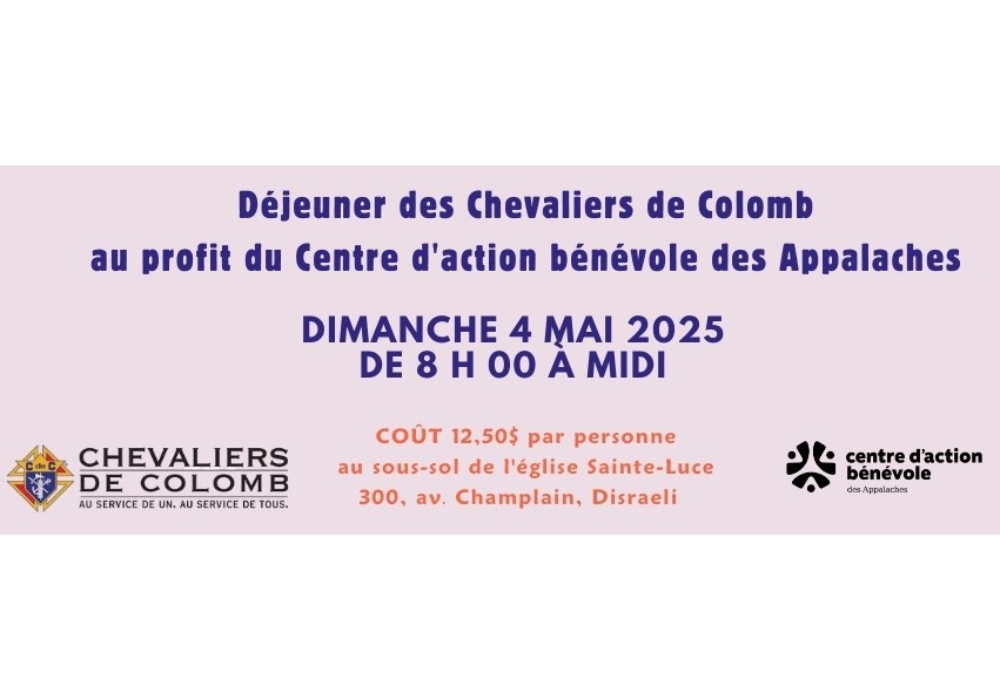 Brunch des Chevaliers de Colomb au profit du CAB des Appalaches