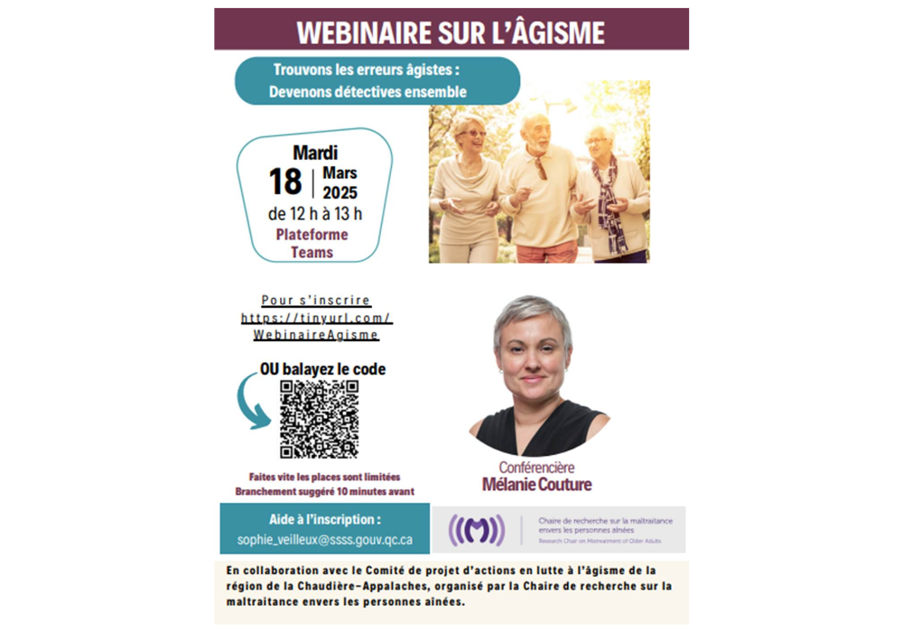 Webinaire sur l’âgisme le 18 mars 2025